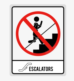 禁止在自动扶梯上奔跑矢量图素材