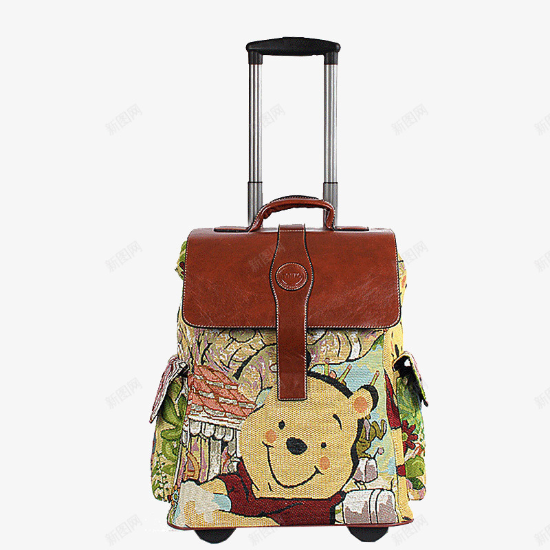 手提拉杆箱png免抠素材_新图网 https://ixintu.com 卡通拉杆箱 多功能可爱 小熊维尼 旅行包 维尼熊双肩拉杆包 行李箱