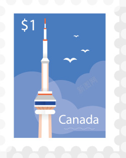 旅游纪念邮票加拿大邮票矢量图高清图片