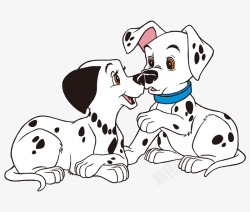手绘的斑点狗卡通手绘可爱雄雌斑点狗矢量图高清图片