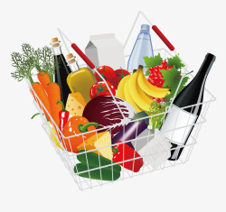 蔬菜水果超市购物篮矢量图高清图片