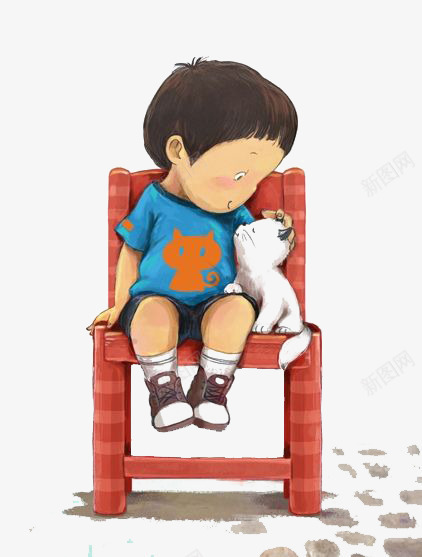 小男孩和猫png免抠素材_新图网 https://ixintu.com 动物 卡通小男孩 宠物 猫咪 玩耍
