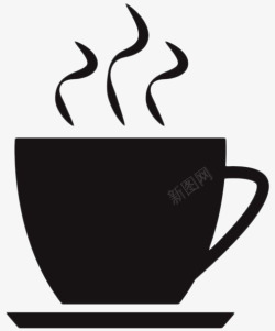 杯子剪影黑色手绘热茶杯高清图片