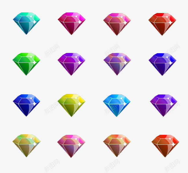彩色的钻石矢量图ai免抠素材_新图网 https://ixintu.com 宝石 彩色 彩色的钻石 立体钻石 钻石 矢量图