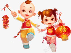 卡通灯泡中国年娃娃高清图片