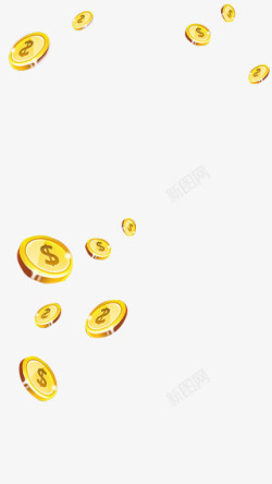 黄色钱币黄色漂浮的金币高清图片