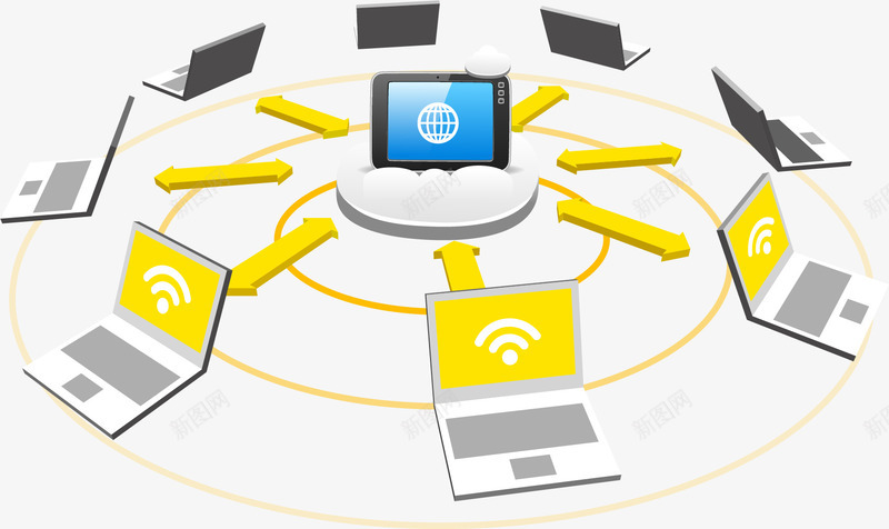 扁平化电脑连接png免抠素材_新图网 https://ixintu.com 扁平化 控制 电脑连接