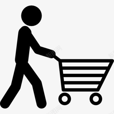 男人推着购物车图标图标