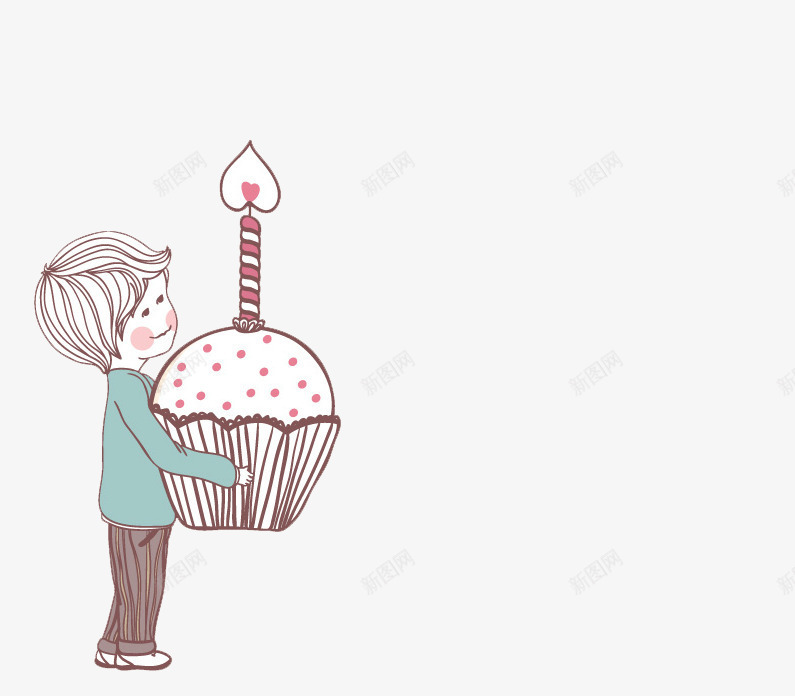 卡通男孩抱蛋糕蜡烛png免抠素材_新图网 https://ixintu.com 卡通 男孩 蜡烛蛋糕 装饰素材