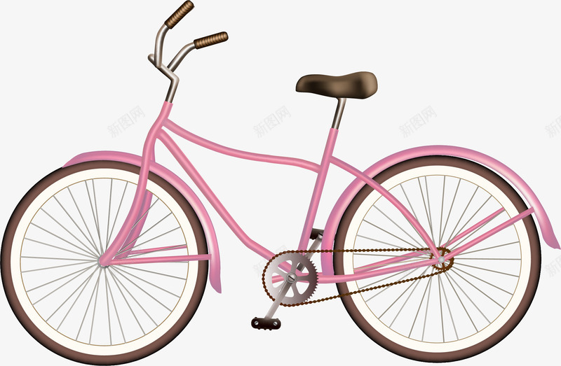粉红色自行车png免抠素材_新图网 https://ixintu.com 免抠PNG 单车 卡通自行车 少女感 少女自行车 浪漫 爱情 脚踏车