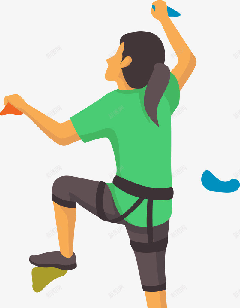 绿色卡通攀登女孩png免抠素材_新图网 https://ixintu.com 健康 强身健体 往上爬 攀岩女生 攀登女孩 运动健身 锻炼