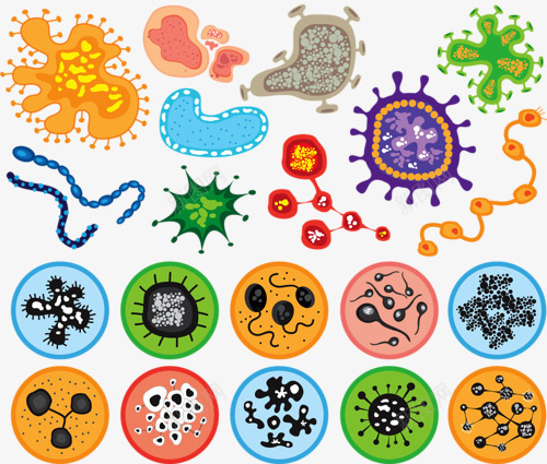 细菌png免抠素材_新图网 https://ixintu.com 卡通细菌 微生物 怪物 病毒