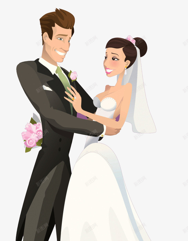 甜蜜新婚夫妇png免抠素材_新图网 https://ixintu.com 新婚夫妇 有情结婚 爱情 男女拥抱 结婚典礼