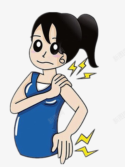 肩膀酸疼的女孩png免抠素材_新图网 https://ixintu.com 人物 卡通 简单 蓝色