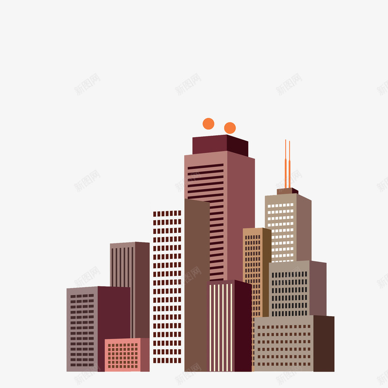 高低不一的立体建筑楼png免抠素材_新图网 https://ixintu.com 创意 卡通 商务 城市 建筑楼 手绘 立体 高低