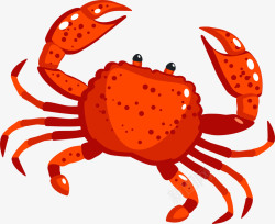海鲜手绘卡通红色螃蟹高清图片