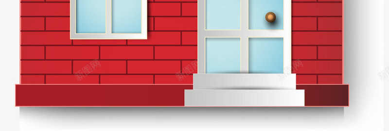 红色卡通砖房png免抠素材_新图网 https://ixintu.com 卡通 房子 楼房 砖房 红色 装饰图案