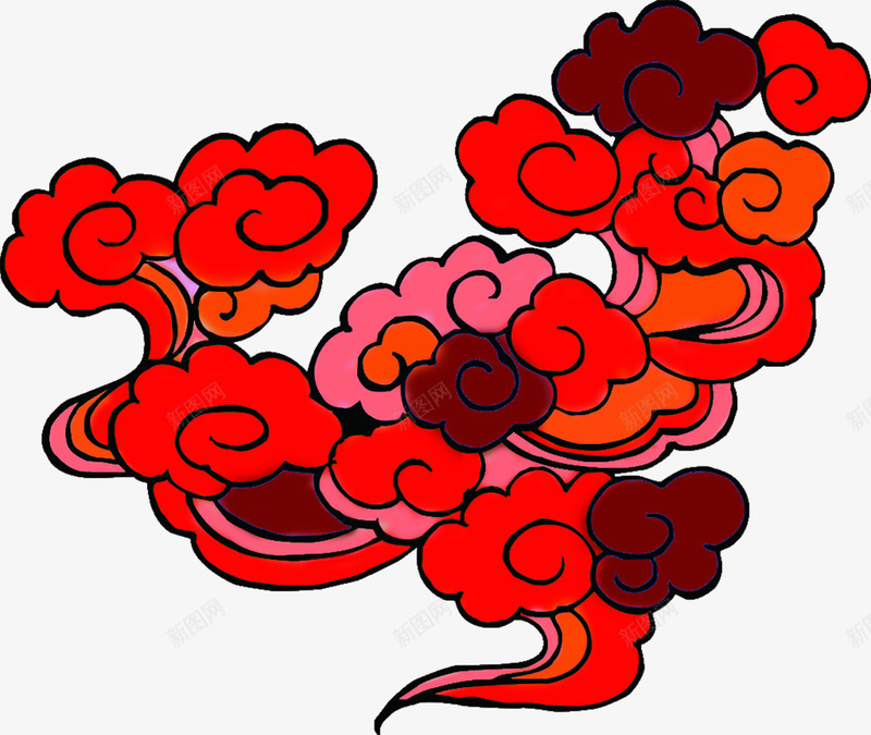 中国风红色云纹png免抠素材_新图网 https://ixintu.com 中国风 云纹 图案 大气的 手绘的 渐变 红色云纹 红色的 装饰