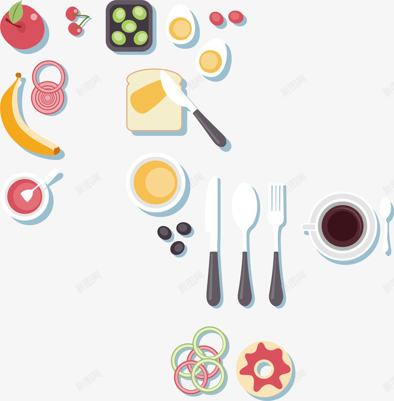 手绘餐具png免抠素材_新图网 https://ixintu.com 创意 彩色图 手绘可爱 手绘图 简单 餐具