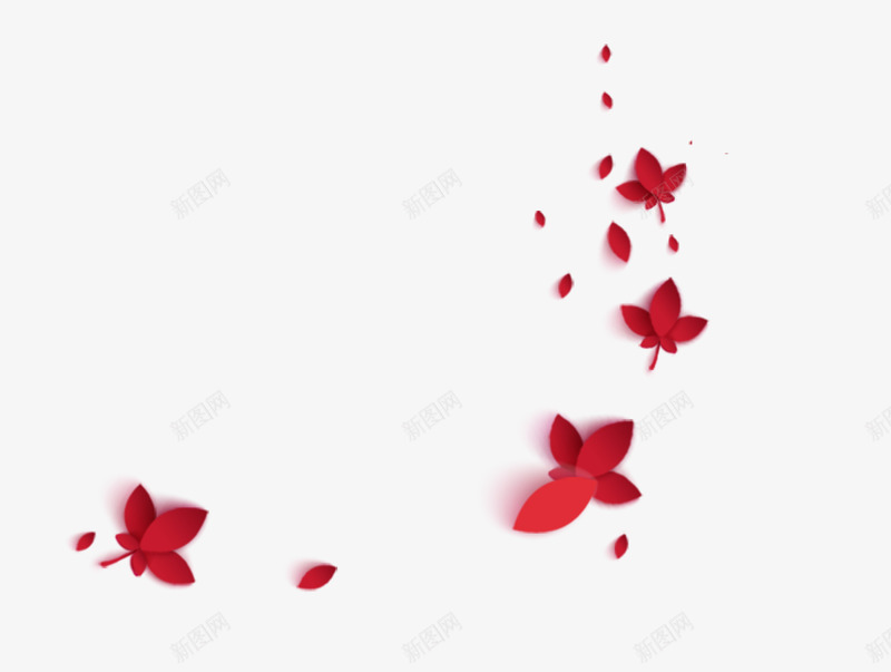 飘落的花朵png免抠素材_新图网 https://ixintu.com 红色 红花 花朵 花瓣 飘浮
