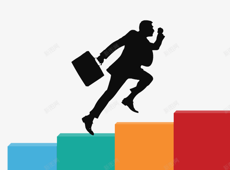 奔跑的商务人士png免抠素材_新图网 https://ixintu.com 创意 商务 商务人士免抠png元素 彩色 阶梯