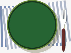绿色餐盘西餐厅的餐具矢量图高清图片