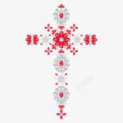 钻石花朵十字架图素材