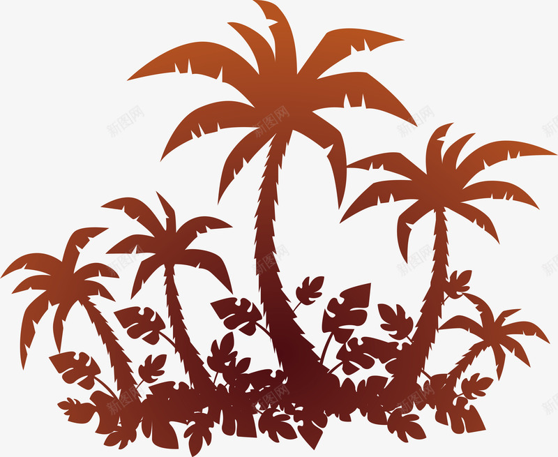 棕色椰子树剪影矢量图ai免抠素材_新图网 https://ixintu.com 椰子树 椰子树剪影 椰子树派对 派对海报 海滩派对 矢量png 矢量图