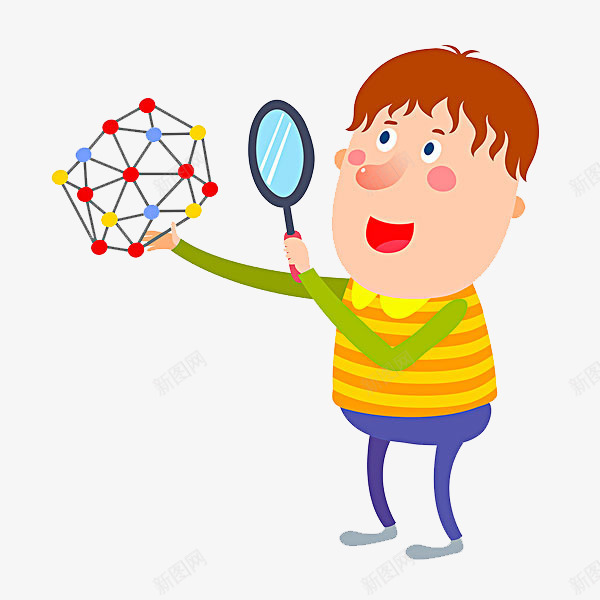 观察的男孩png免抠素材_新图网 https://ixintu.com 仔细的 分子结构 卡通 小男孩 放大镜 简笔 黄色的