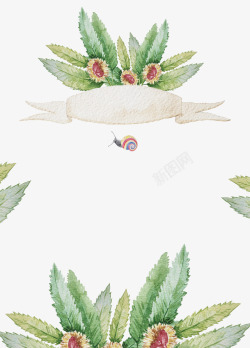 欧美风蜗牛插画森林童话背景高清图片