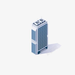 灰蓝色写字楼建筑模型矢量图素材