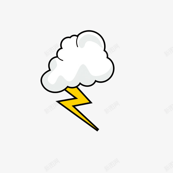 带云朵的闪电png免抠素材_新图网 https://ixintu.com 云朵 卡通 天气 闪电