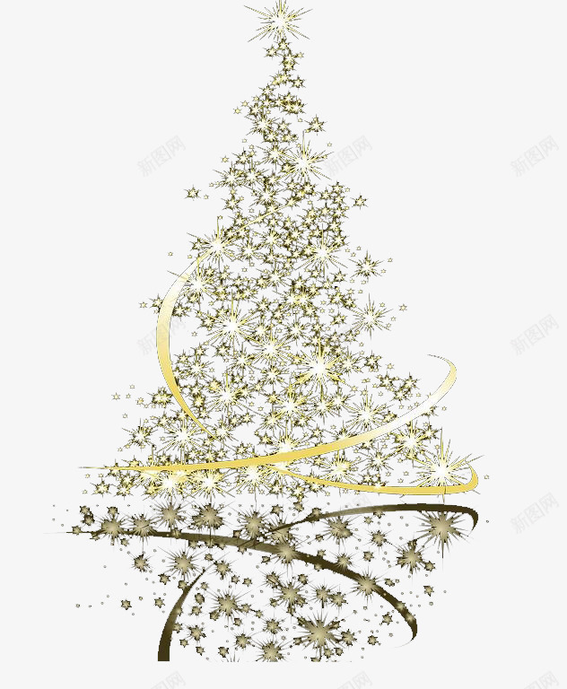 闪亮的星星圣诞树png免抠素材_新图网 https://ixintu.com 圣诞树 星星 节日元素 装饰图案