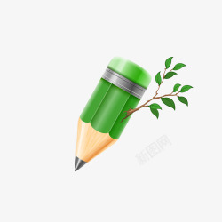 绿色树枝铅笔矢量图素材