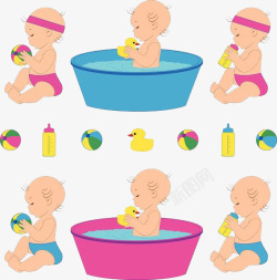 洗澡玩耍的宝宝素材