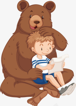 拒绝杀动物坐在大熊身上的男孩高清图片