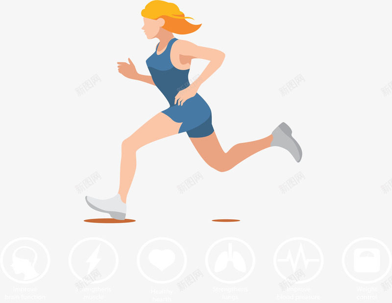 奔跑的肌肉女png免抠素材_新图网 https://ixintu.com 年终冲刺 田径选手 矢量素材 肌肉女 跑步的人