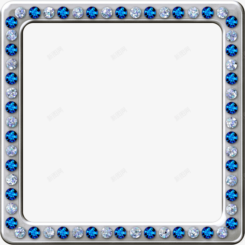 蓝色水钻边框png免抠素材_新图网 https://ixintu.com 蓝色 蓝色边框 边框 钻石
