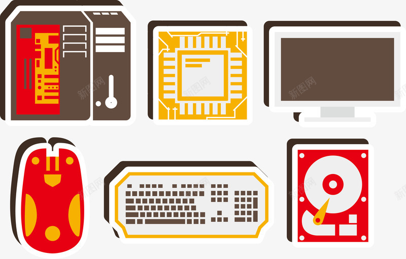 电竞图标集合png_新图网 https://ixintu.com CPU 卡通 棕色 电子游戏 电脑 键盘