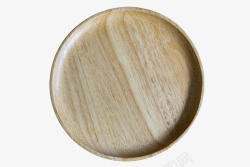 棕色木质纹理圆凹陷的木盘实物素材
