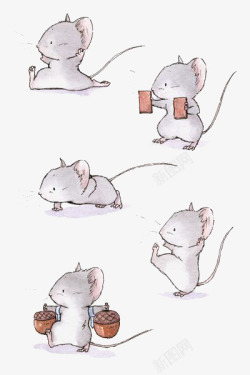 拟人和动物运动五只小老鼠高清图片