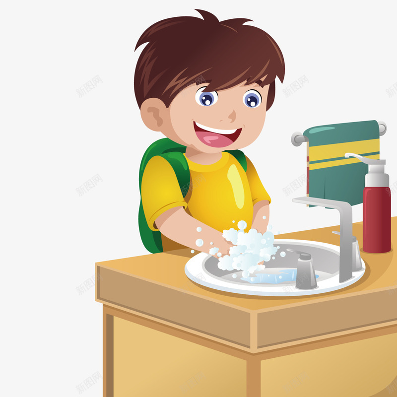 洗碗的男孩png免抠素材_新图网 https://ixintu.com 家务 洗完 男孩