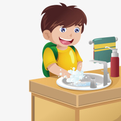 洗碗的男孩素材