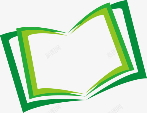 无背景书本翻开的绿色书本图图标图标
