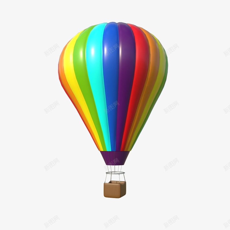 卡通彩色热气球png免抠素材_新图网 https://ixintu.com 一个热气球 卡通形象 平面 彩色热气球 棕色吊篮 热气球