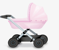 粉色推车粉红色卡通婴儿车矢量图高清图片
