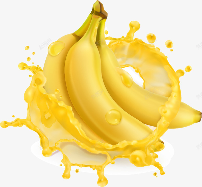 手绘黄色香蕉png免抠素材_新图网 https://ixintu.com 唯美 大香蕉大 手绘 果汁 水花 食品 饮料 香蕉 黄色