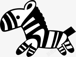 奔跑的斑马卡通手绘小斑马高清图片
