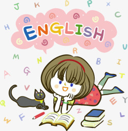 学习英语的小女孩素材
