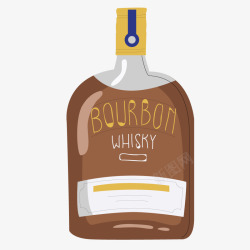 威士忌瓶卡通健康饮水酒水威士忌插画高清图片